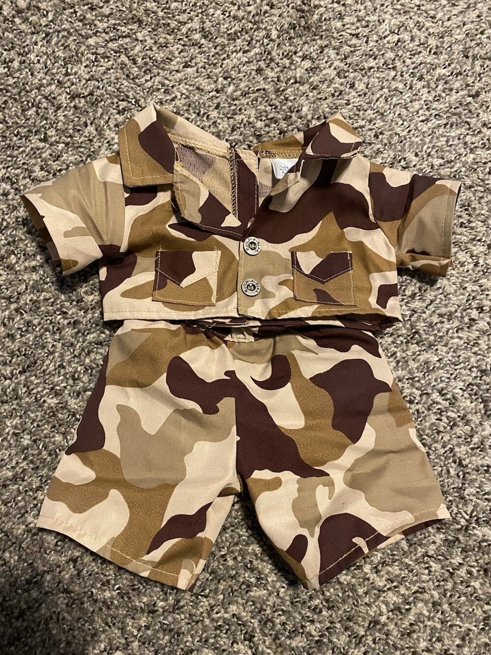 Build a Bear Brown Camo Army Uniform Outfit - Top & Bottom - Bear Clothing
